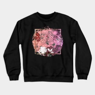 Japanese Design Floral Cherry Blossom Retro Art Earth Colours Streetwear Urban 564 Crewneck Sweatshirt